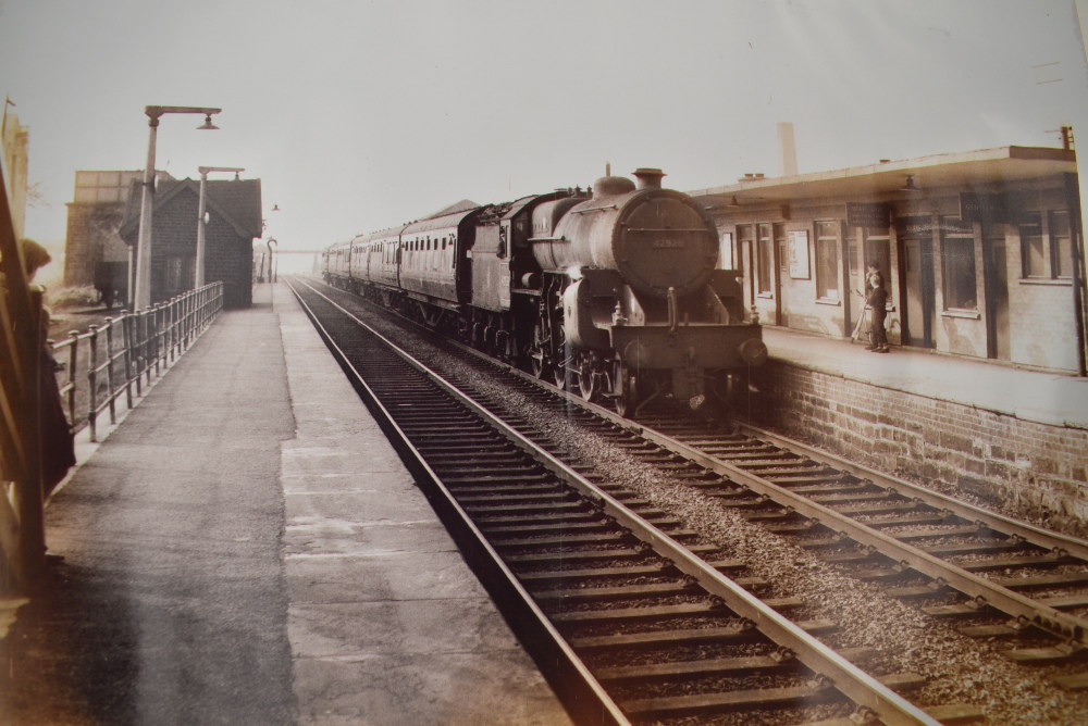 A black and white photograph, Bentham Station 1958 with 42925 Morecambe to Leeds Express