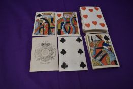 A Hall & Son pack of playing cards, with George III duty ace No 63, single ended court cards and