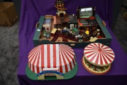 A box of Circus Related Days Gone and similar diecasts and accessories including Fairground ride and