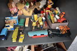 A collection of playworn Matchbox, Corgi, Britains and similar diecasts along with a Matchbox