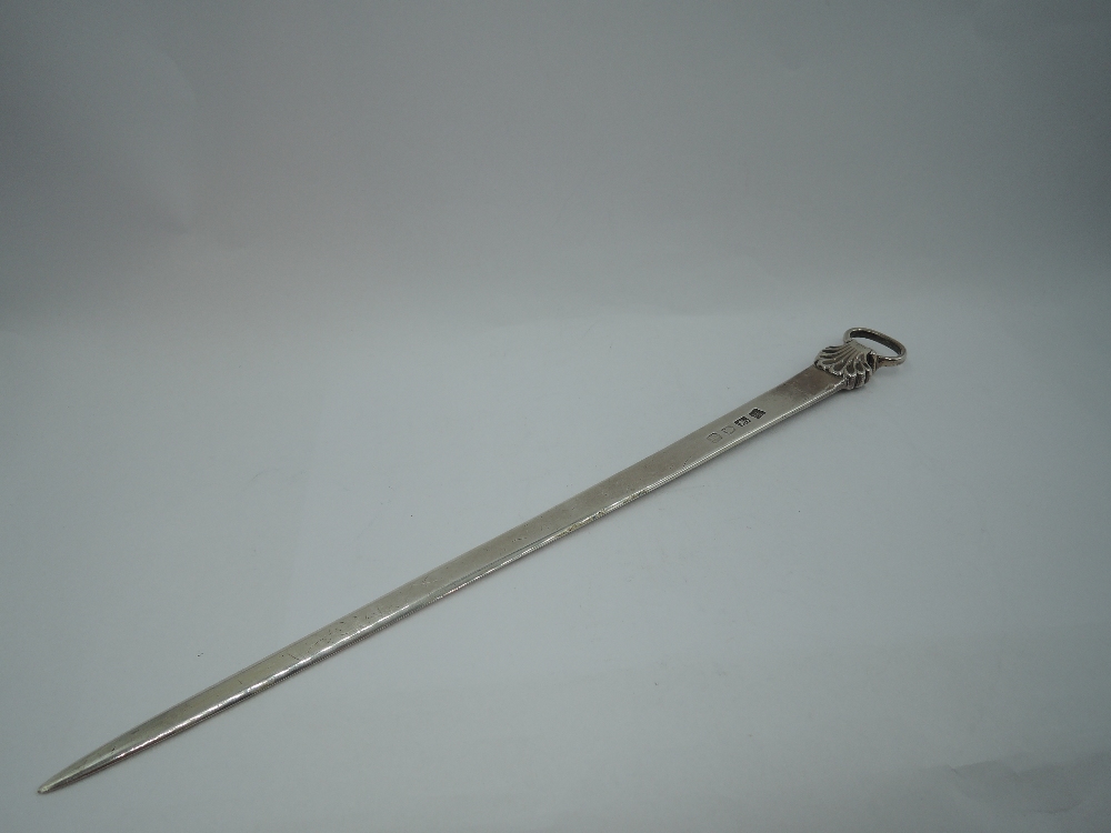 A Georgian silver meat skewer of traditional form having scallop decoration to loop handle, - Image 3 of 3