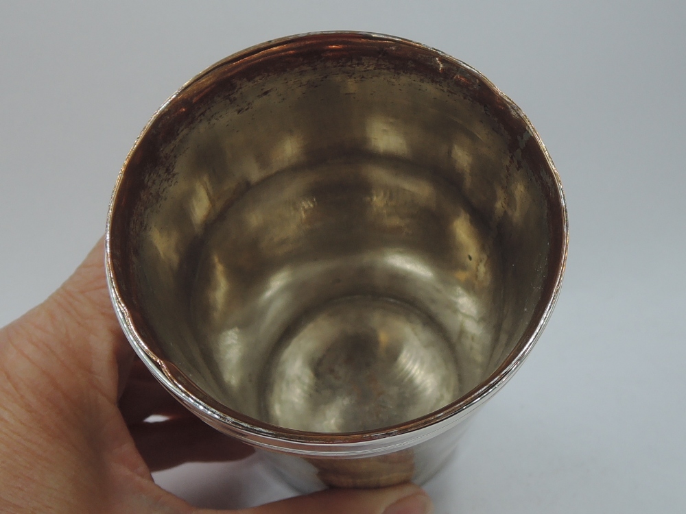 A horn beaker having sheffield plate interior and white metal collar, tests as silver - Image 4 of 4