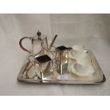 An Edwardian Elkington plate coffee for two presentation set, comprising small coffee pot of