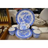 A part tea service by Royal Worcester in a Willow wear design 11 pieces in total