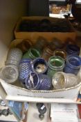 A good selection of Victorian colour glass light and candle shades