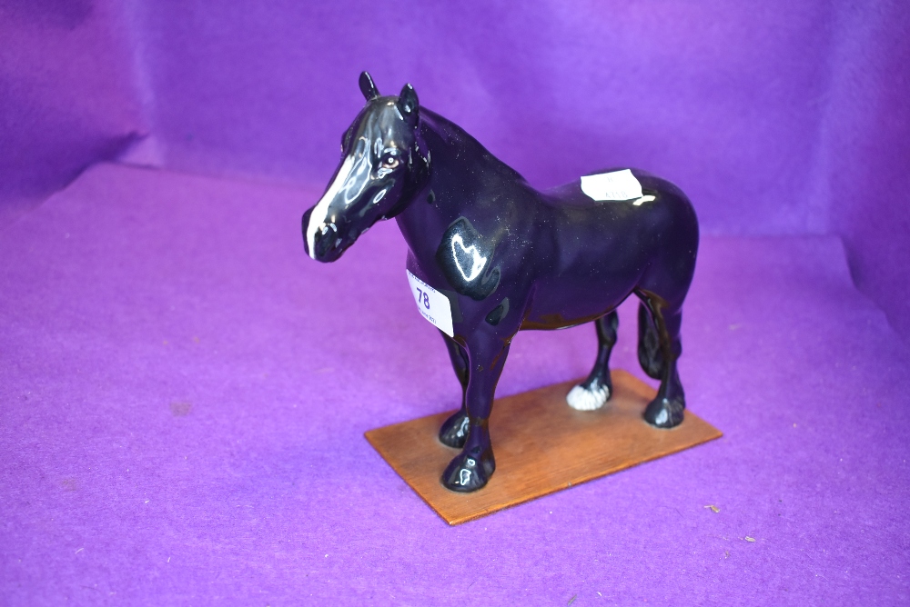 A Beswick study, Dales Pony, Maisie, model no 1671, on home made wooden plinth