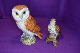 Two Beswick studies, Song Thrush, model no 2308 and Barn Owl, second version, model no 1046B