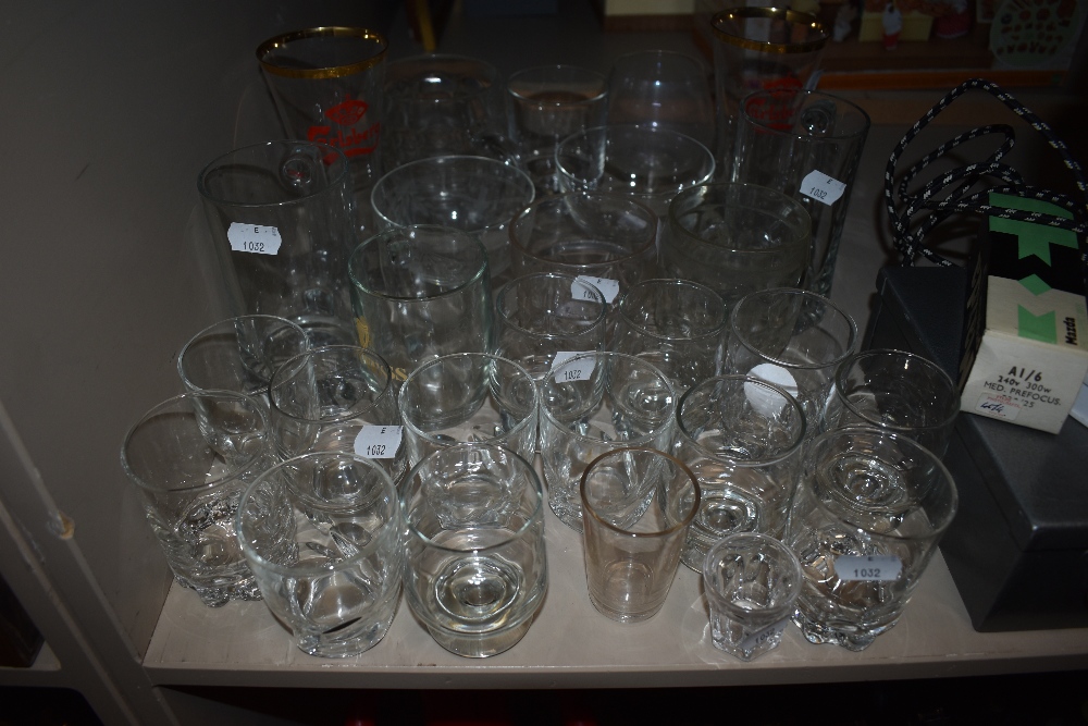 A selection of glass wares including pub tavern glasses