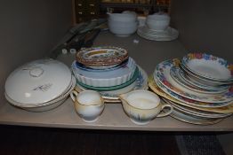 A selection of table wares including Spode plates and similar