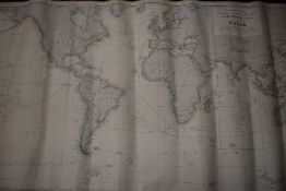 A large canvas backed map or chart 'A general chart,for the purpose of pricking off a ships track