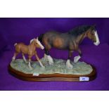 A Border Fine Arts study, New Arrival At Harland Grange, Clydesdale Mare and Foal, Modeller