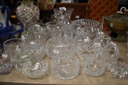 A selection of fine clear cut crystal glass ware including Galway and Bohemian