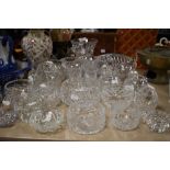 A selection of fine clear cut crystal glass ware including Galway and Bohemian