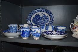 A selection of transfer printed porcelain some early 19th examples interesting collection