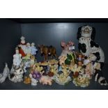 A selection of ceramic figures and figurines including Yardley Lavender figure base