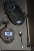 A small selection of plated and table wares including OXO spoon and Elkington also Brandy bottle