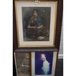 Two large photographic prints of a gypsy fortune teller one original black and white and a full