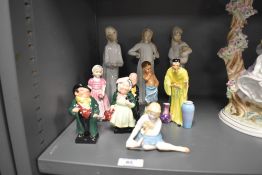 A selection of figurines including Royal Doulton My Pet HN2238, Dickens Tony Weller, Tinker Bell