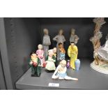 A selection of figurines including Royal Doulton My Pet HN2238, Dickens Tony Weller, Tinker Bell