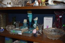 A mixed lot of items including vintage blue guilloche dressing table set, Caithness paperweight, a