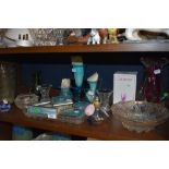 A mixed lot of items including vintage blue guilloche dressing table set, Caithness paperweight, a