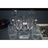 A collection of cut glass and crystal including Stuart, Royal Doulton and more.