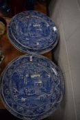 Six large decorative ceramic charger display plates by Cauldon in the blue moore design 2x 38cm