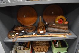 A mixed lot of vintage treen including trinket boxes,spoons,and cork screw in the form of a