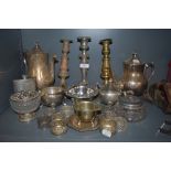A selection of plated ware and similar including napkin rings,tea and coffee pots, dressing table