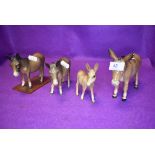 Four Beswick studies, Donkey, second version 1364B, Donkey, second version on home made plinth