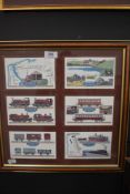 A selection of framed local interest post cards of Railway interest