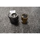 Two optical lens one military Ross AFV No.1 Mk1 F.V 158378 1982 monocular and a brass cased London