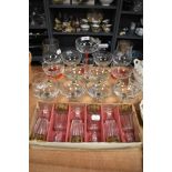 A mixed lot of vintage glasses including six Babysham glasses.