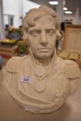 An antique Copeland Spode bisque bust of Lord Nelson fine condition but missing stand