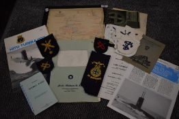 An assortment of Marine, Nautical and Airforce interest ephemera, badges and patches.