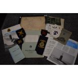 An assortment of Marine, Nautical and Airforce interest ephemera, badges and patches.