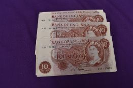 One Hundred Uncirculated J S Fford 10 Shilling Banknotes, serial number 43Y 139101 to 43Y 139200