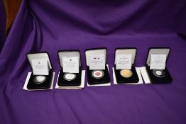 Five Proof Commonwealth Coins with certificates, St Helena Gold Plated Copper Nickel George & The