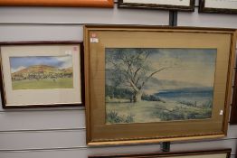 A local interest water colour of Sedbergh and similar gilt framed print
