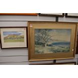 A local interest water colour of Sedbergh and similar gilt framed print