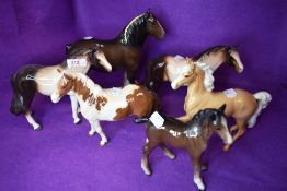 Six ceramic Horse Studies including Beswick Shire Mare, brown, model no 818, Shire Foal, brown,