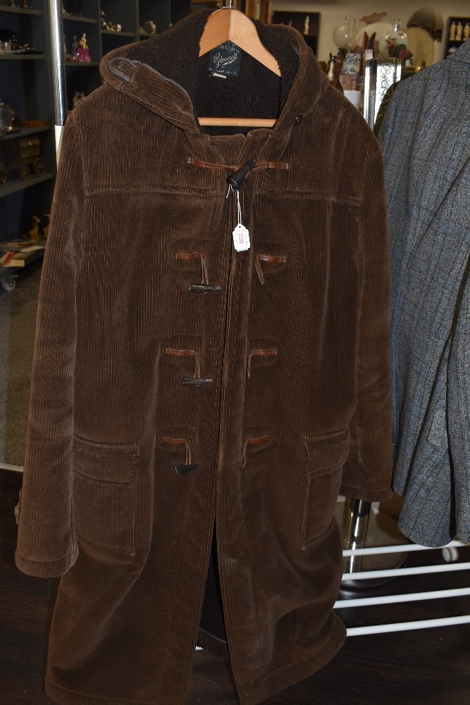 A vintage Gloverall brown cord duffel coat,larger size.