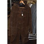 A vintage Gloverall brown cord duffel coat,larger size.