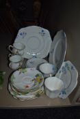 A selection of tea wares having Art Deco designs and hand painted most pieces in good condition