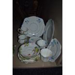 A selection of tea wares having Art Deco designs and hand painted most pieces in good condition