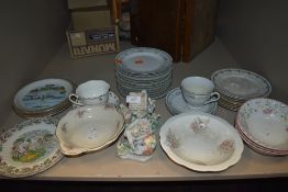 A selection of mixed ceramics including figure base and plates