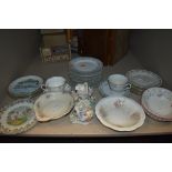A selection of mixed ceramics including figure base and plates