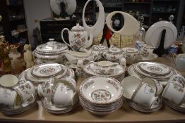 A large collection of Wedgwood 'Kutani Crane' including coffee cans,cups and saucers, bowls,plates