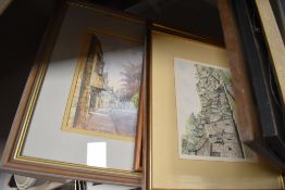 Box of general prints and pictures, photographs and frames.