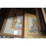 Box of general prints and pictures, photographs and frames.